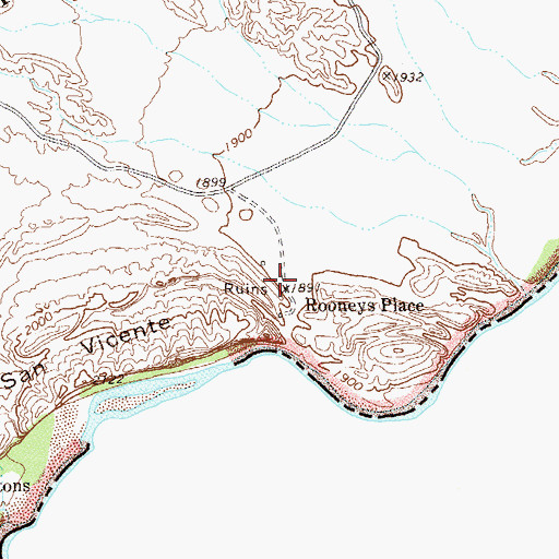 Topographic Map of Rooneys Place, TX