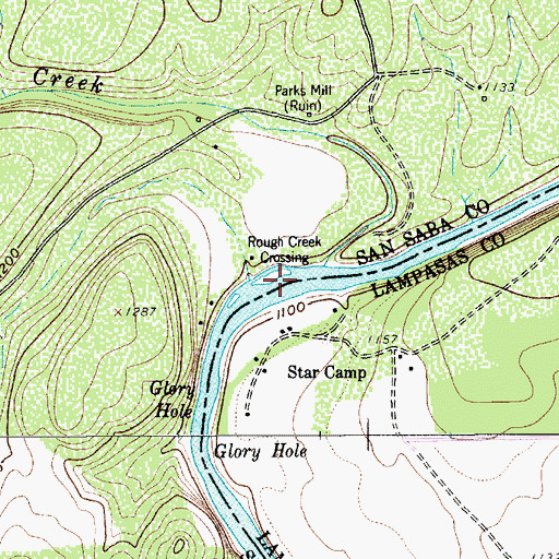 Topographic Map of Rough Creek Crossing, TX