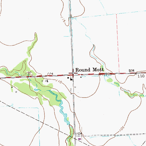 Topographic Map of Round Mott, TX