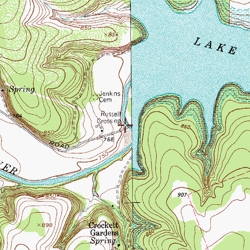 Topographic Map of Russell Crossing, TX