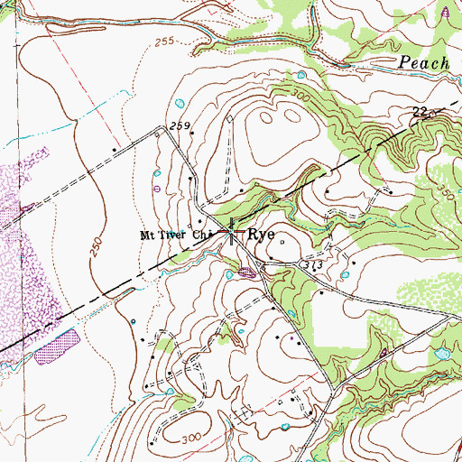 Topographic Map of Rye, TX