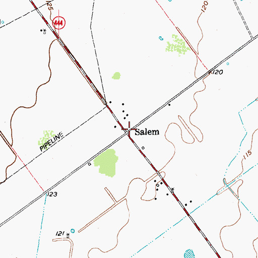 Topographic Map of Salem, TX