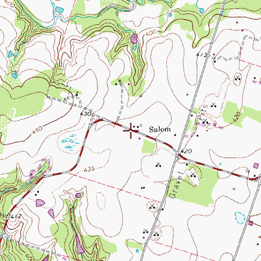 Topographic Map of Salem, TX