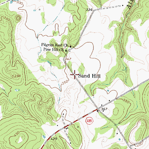 Topographic Map of Sand Hill, TX