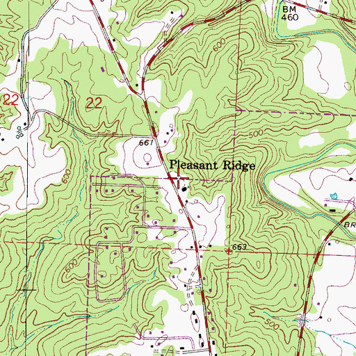 Topographic Map of Pleasant Ridge Cemetery, AL