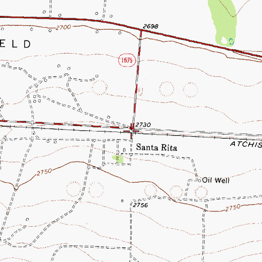 Topographic Map of Santa Rita (historical), TX