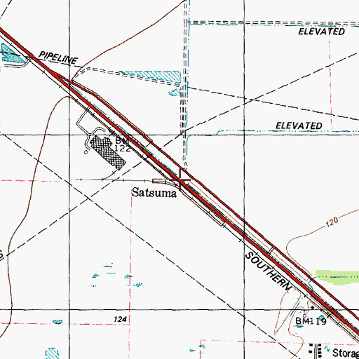 Topographic Map of Satsuma, TX