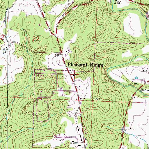Topographic Map of Plesant Ridge Freewill Baptist Church, AL