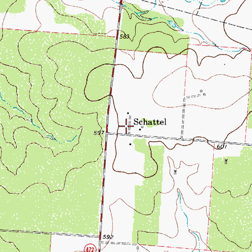 Topographic Map of Schattel, TX
