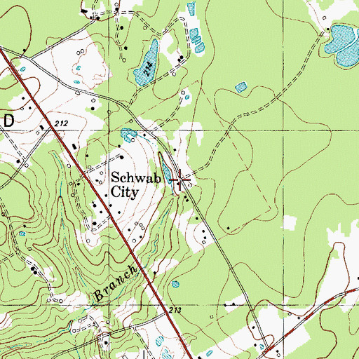 Topographic Map of Schwab City, TX