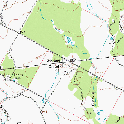 Topographic Map of Scobee, TX