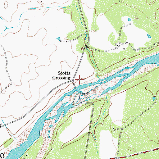 Topographic Map of Scotts Crossing, TX