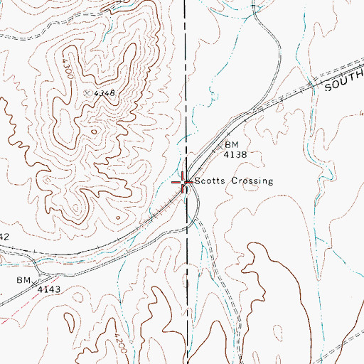 Topographic Map of Scotts Crossing, TX