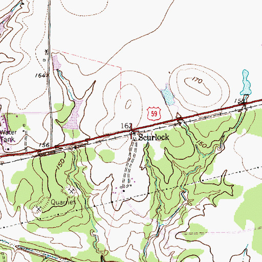 Topographic Map of Scurlock, TX