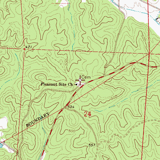 Topographic Map of Pleasant Site Cemetery, AL