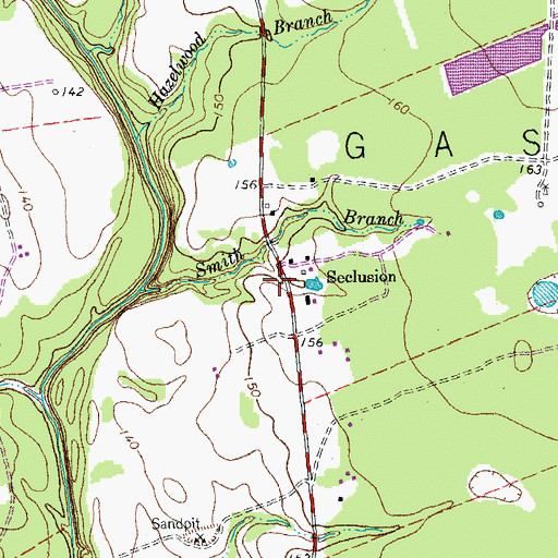Topographic Map of Seclusion, TX
