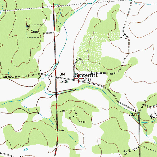 Topographic Map of Senterfitt, TX