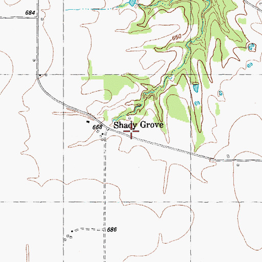 Topographic Map of Shady Grove, TX