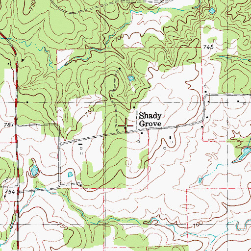 Topographic Map of Shady Grove, TX