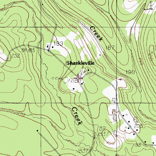 Topographic Map of Shankleville, TX