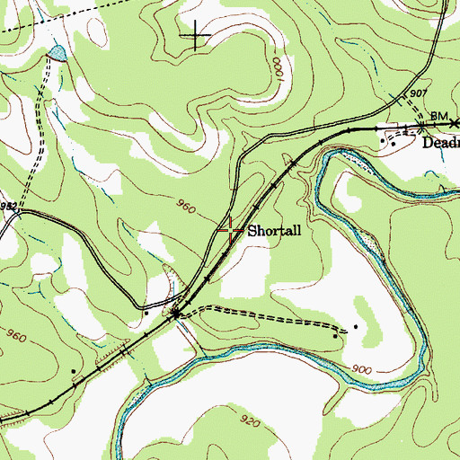 Topographic Map of Shortall, TX