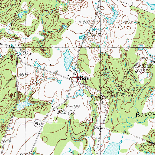 Topographic Map of Silas, TX