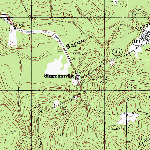 Topographic Map of Simmonsville, TX