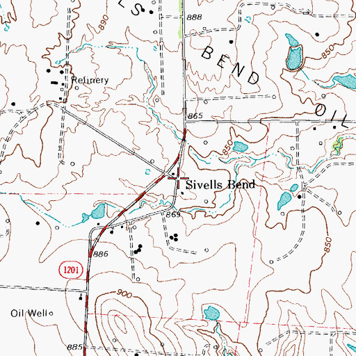 Topographic Map of Sivells Bend, TX
