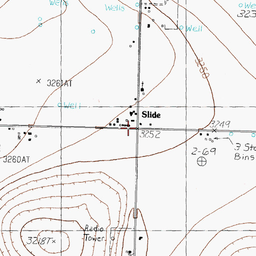 Topographic Map of Slide, TX