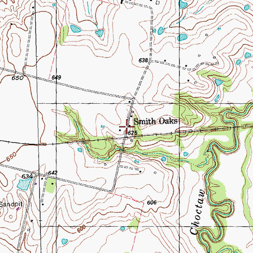 Topographic Map of Smith Oaks, TX
