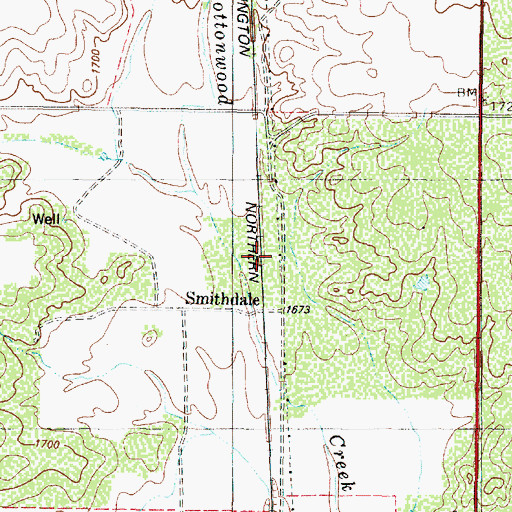 Topographic Map of Smithdale, TX