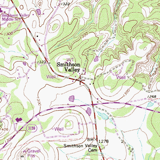 Topographic Map of Smithson Valley, TX