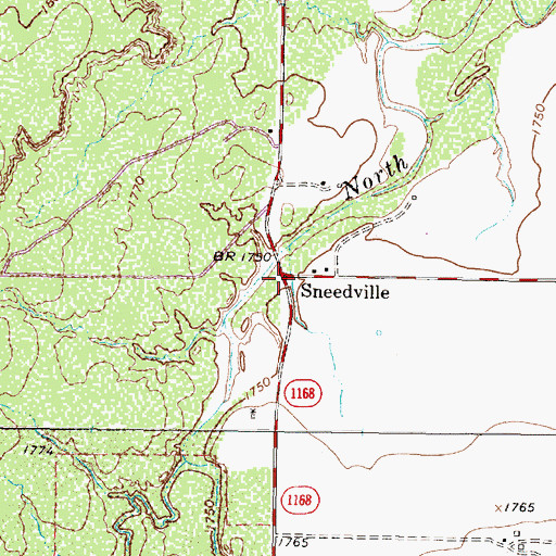 Topographic Map of Sneedville, TX