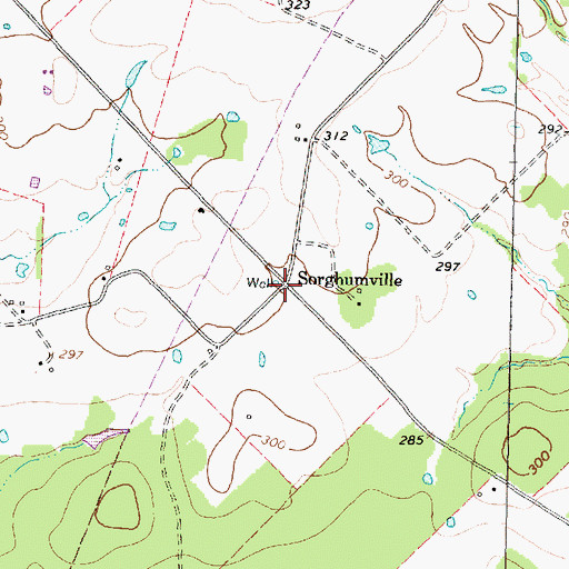 Topographic Map of Sorghumville, TX