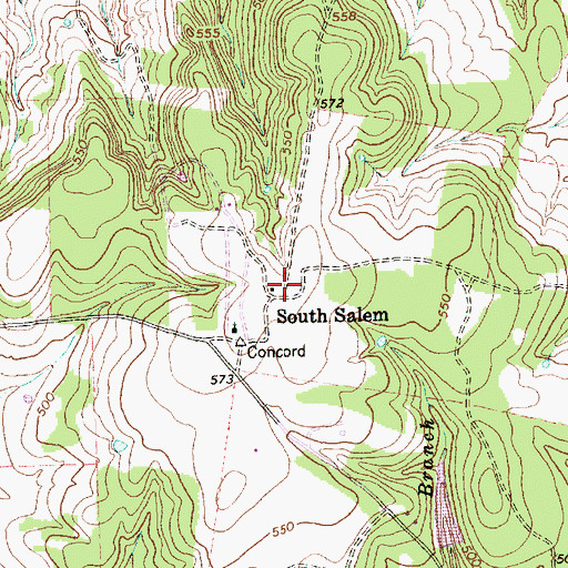 Topographic Map of South Salem, TX