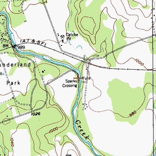 Topographic Map of Sparks Crossing, TX