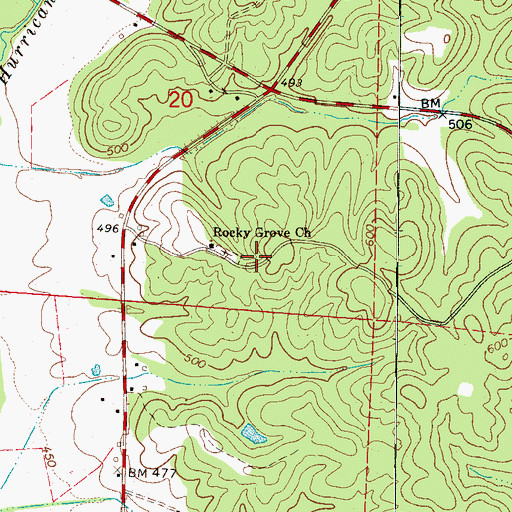 Topographic Map of Rocky Grove Cemetery, AL