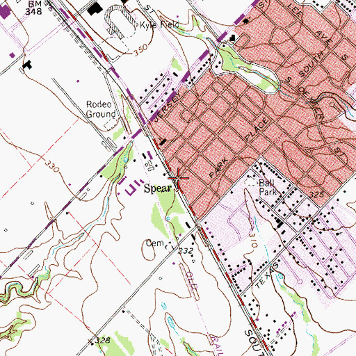 Topographic Map of Spear, TX