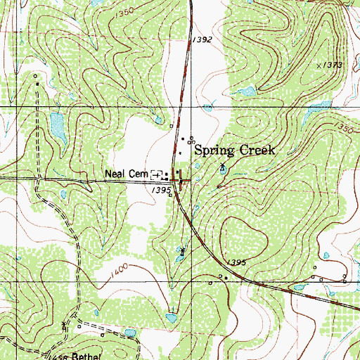 Topographic Map of Spring Creek, TX