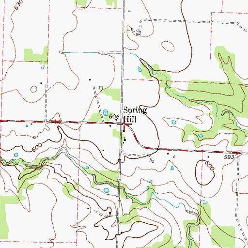 Topographic Map of Spring Hill, TX