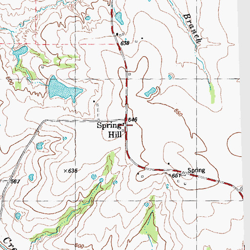 Topographic Map of Spring Hill, TX