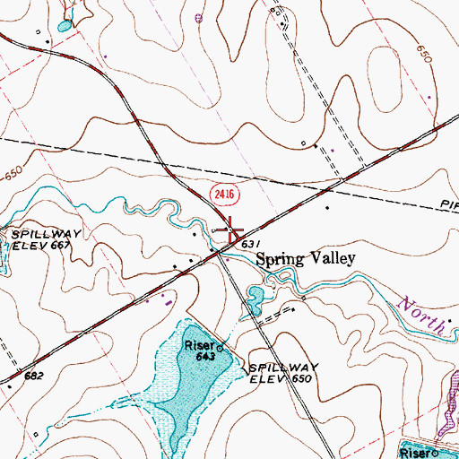 Topographic Map of Spring Valley, TX