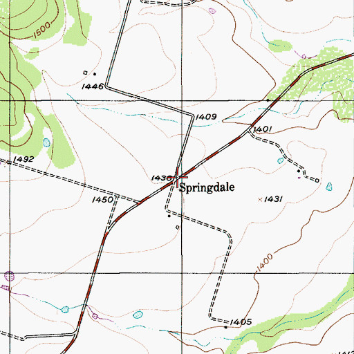Topographic Map of Springdale, TX