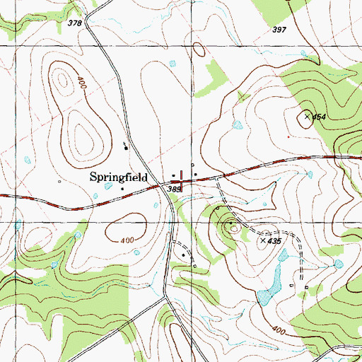 Topographic Map of Springfield, TX