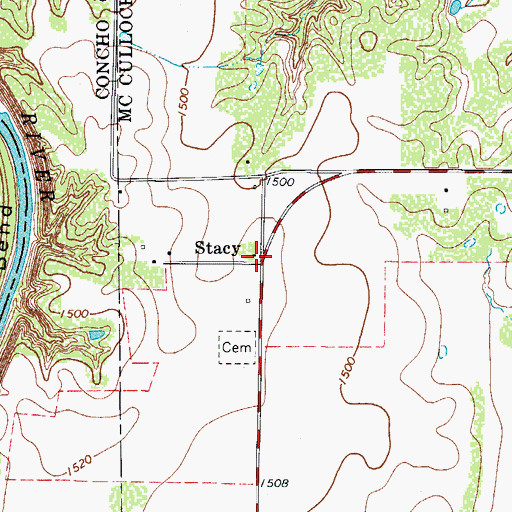 Topographic Map of Stacy, TX