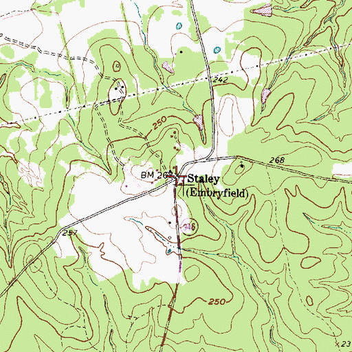 Topographic Map of Staley, TX