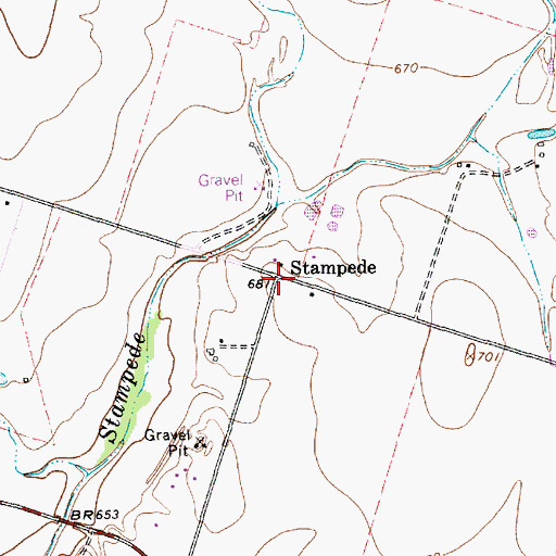 Topographic Map of Stampede, TX