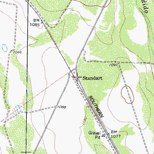 Topographic Map of Standart, TX