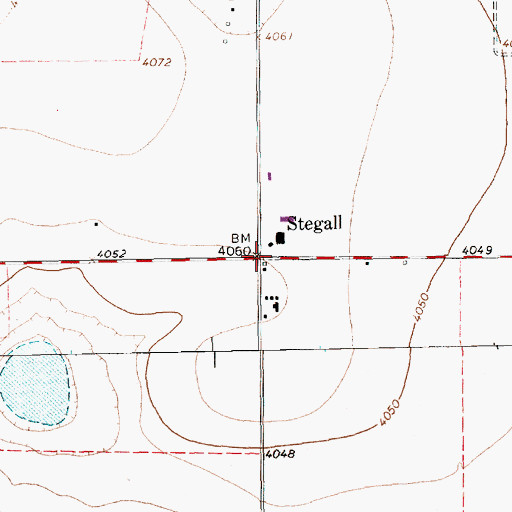 Topographic Map of Stegall, TX