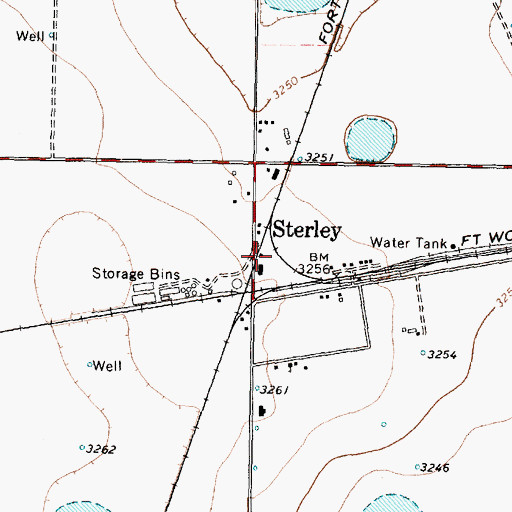 Topographic Map of Sterley, TX